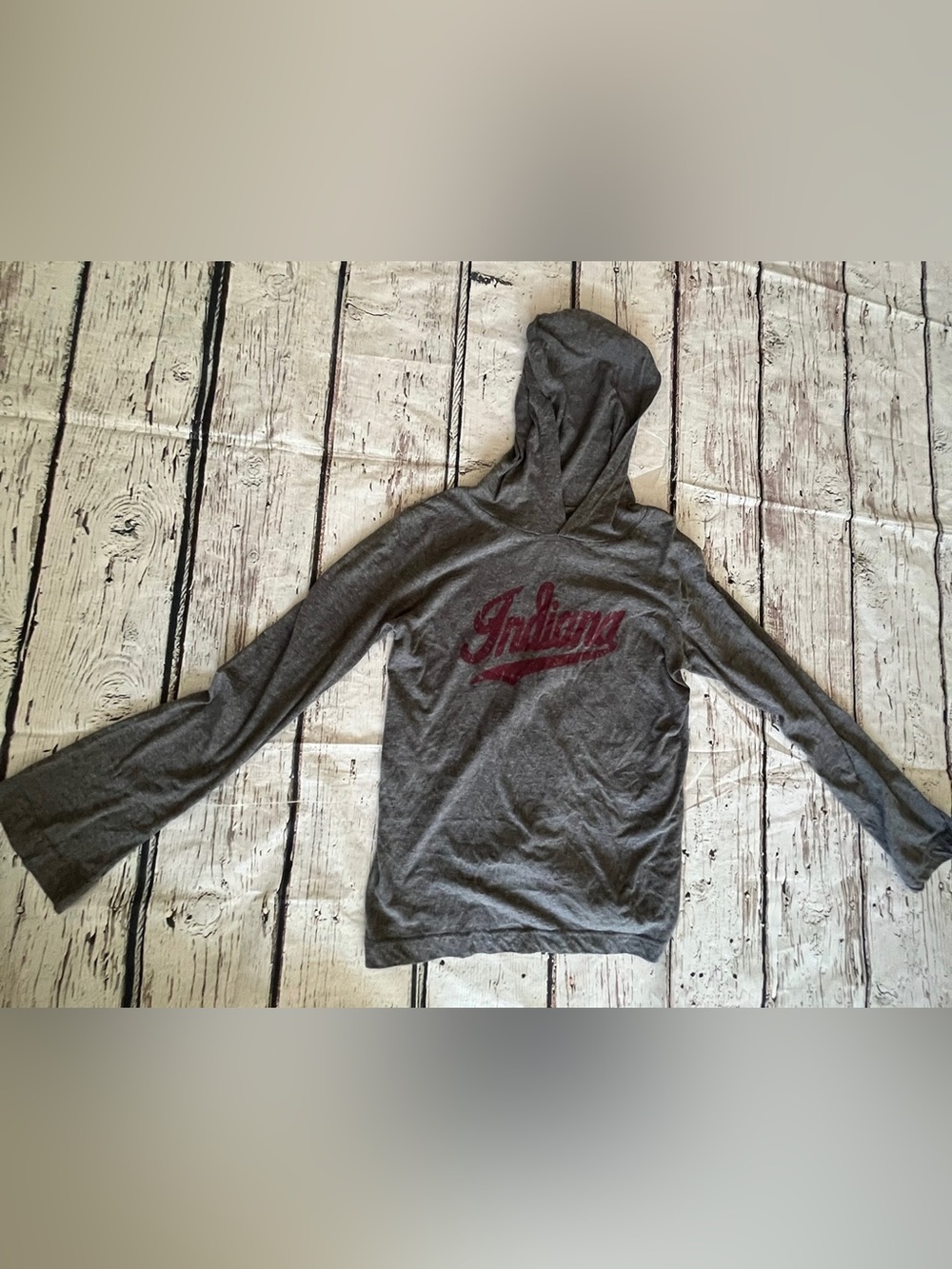 MV Sport Gray Hooded Sweatshirt with Red Indiana Script